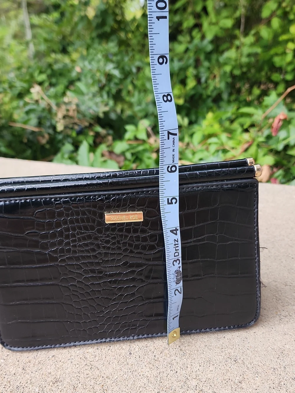 RACHEL ZOE Black Croc-Embossed Pleather Crossbody Bag